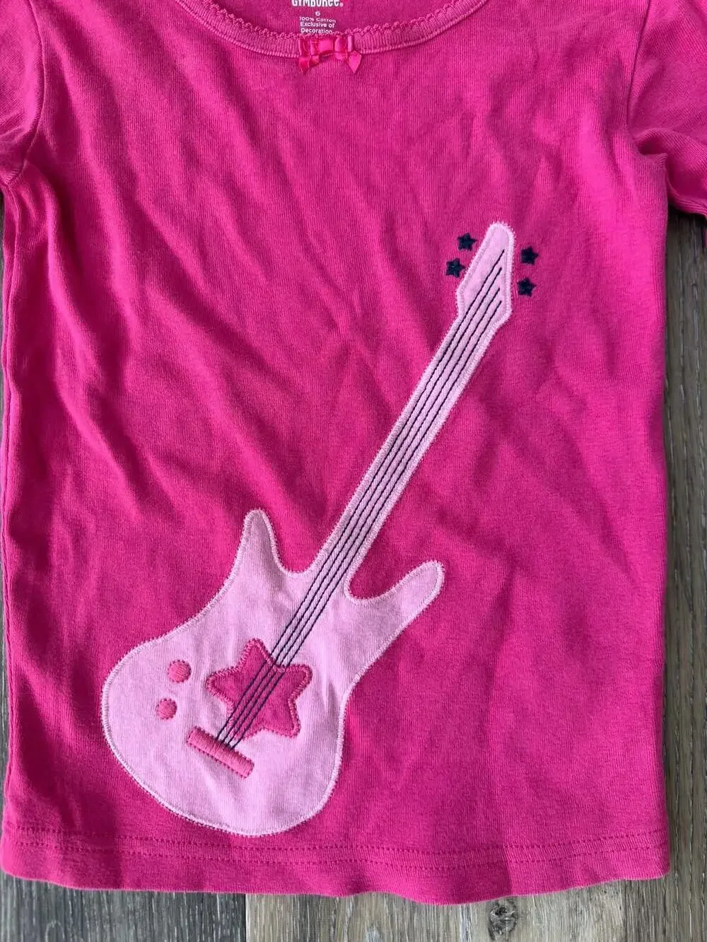 Gymboree Girls Hot Pink Electric Guitar Pajama Top Long Sleeve Shirt Size 6